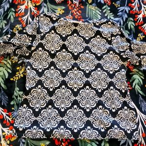 NWOT Black and White Printed Top